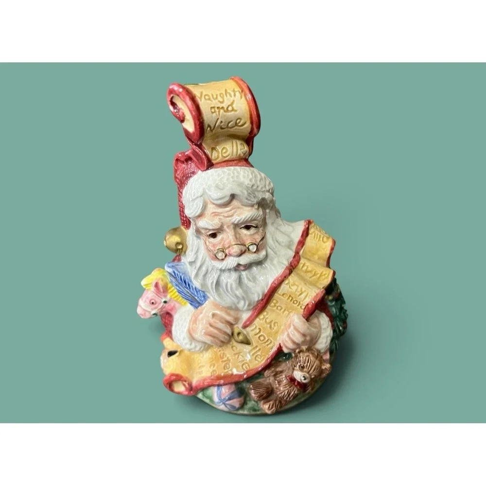 Fitz & Floyd Christmas Holiday Santa Claus Naughty Nice List Bell Clanger VTG